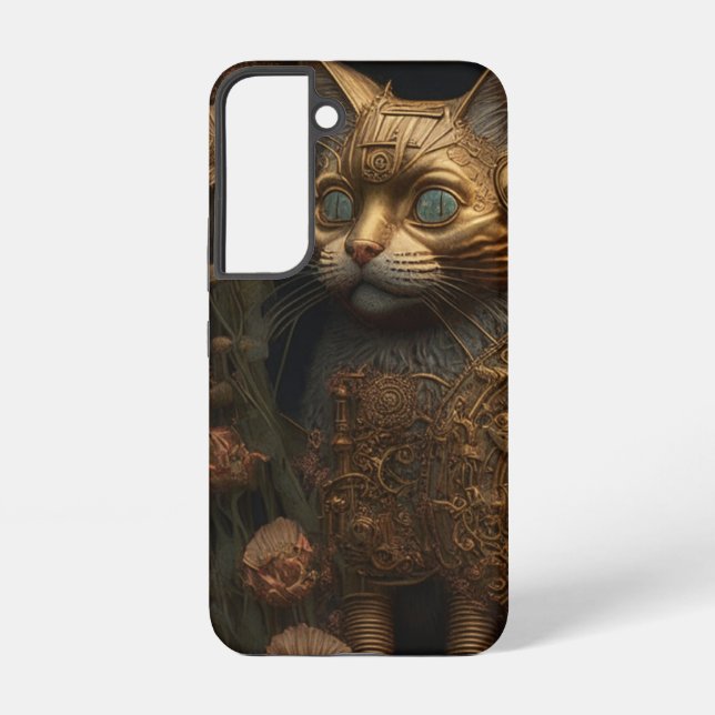Funda Para Samsung Galaxy Gato dorado gótico steampunk (Reverso )