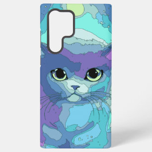 Funda Para Samsung Galaxy S22 Ultra Gato fantástico sobre fondo futurista