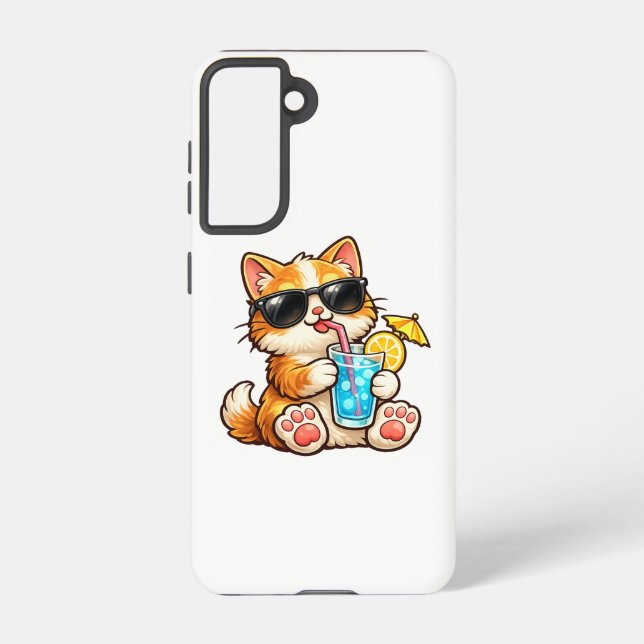 Funda Para Samsung Galaxy Gato fresco de verano (Reverso )