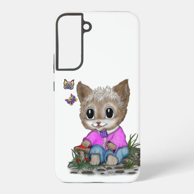 Funda Para Samsung Galaxy Gato Gatito Bonito y Mariposa (Reverso )