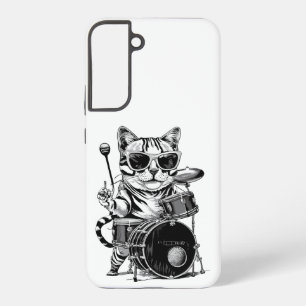 Funda Para Samsung Galaxy S22+ Gato gatito tambor jugando rock and roll Drum Musi