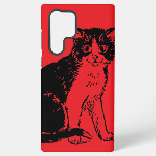 Funda Para Samsung Galaxy S22 Ultra Gato Kitty sobre Arte Refinado Rojo