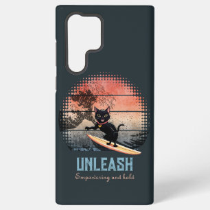 Funda Para Samsung Galaxy S22 Ultra Gato montando la ola del atardecer