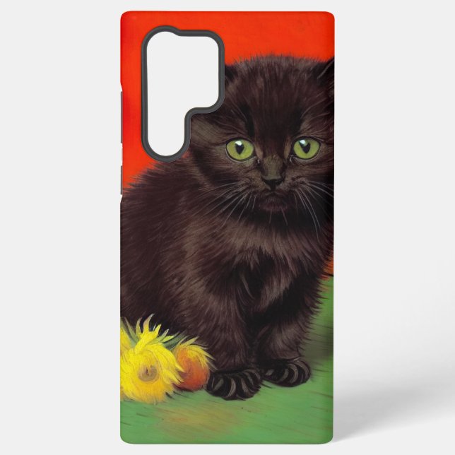 Funda Para Samsung Galaxy Gato negro estilo Van Gogh (Reverso )
