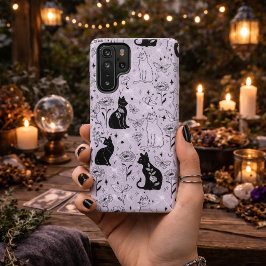 Funda Para Samsung Galaxy S22 Ultra Gato negro místico y patrón de mariposa | Brujería