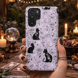 Funda Para Samsung Galaxy S22 Ultra Gato negro místico y patrón de mariposa   Brujería