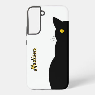 Funda Para Samsung Galaxy S22+ Gato Negro Ojos Dorados Personalizable