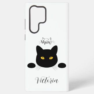 Funda Para Samsung Galaxy S22 Ultra Gato Negro Ojos Dorados Personalizable