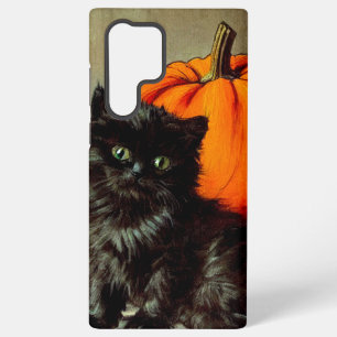 Funda Para Samsung Galaxy S22 Ultra Gato negro y calabazas de Halloween vintage