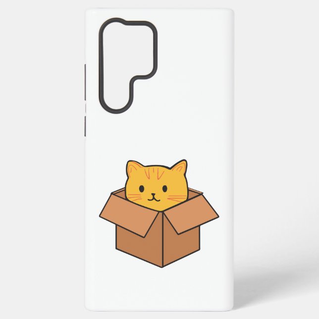 Funda Para Samsung Galaxy Gato sentado dentro de la caja de cartón (Reverso )