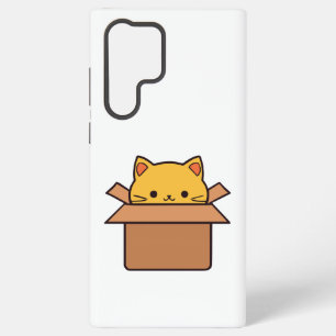 Funda Para Samsung Galaxy S22 Ultra Gato sentado dentro de la caja de cartón