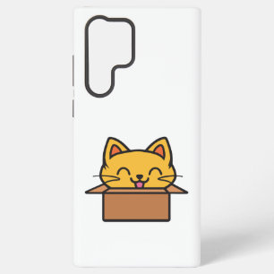 Funda Para Samsung Galaxy S22 Ultra Gato sentado dentro de la caja de cartón