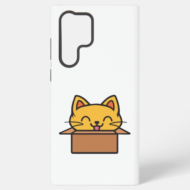 Funda Para Samsung Galaxy Gato sentado dentro de la caja de cartón (Reverso )