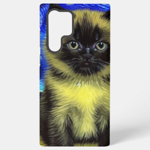 Funda Para Samsung Galaxy S22 Ultra Gato siamés de la noche estrellada de Van Gogh