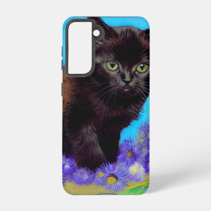 Funda Para Samsung Galaxy S21 Gato Van Gogh y flores
