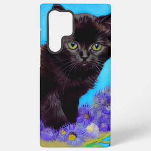 Funda Para Samsung Galaxy S22 Ultra Gato Van Gogh y flores