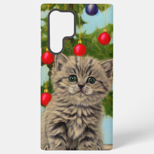 Funda Para Samsung Galaxy S22 Ultra Gato vintage y árbol de Navidad
