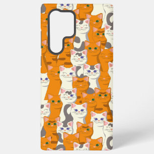 Funda Para Samsung Galaxy S22 Ultra Gatos blancos y atigrados patrón ojos verdes ojos