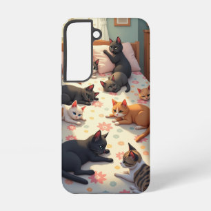 Funda Para Samsung Galaxy S22 Gatos en una cama