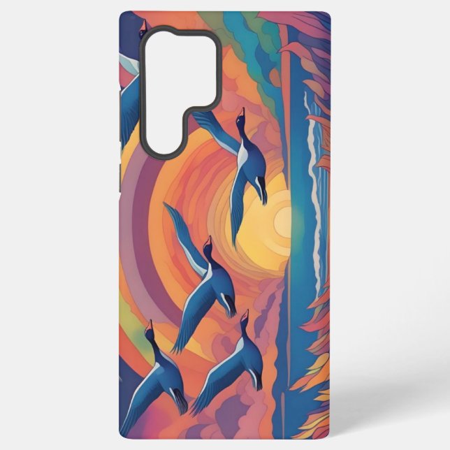 Funda Para Samsung Galaxy Geese sobre la playa al amanecer (Reverso )
