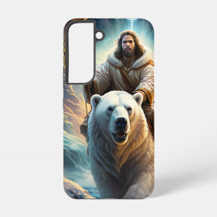 Funda Para Samsung Galaxy S22 (Generado por IA) Jesús en un oso polar