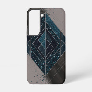 Funda Para Samsung Galaxy S22 Geométrico del Purpurina azul Art Deco