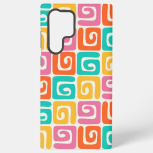 Funda Para Samsung Galaxy S22 Ultra Geométricos Retro Coloridos y Espirales y Cuadrado
