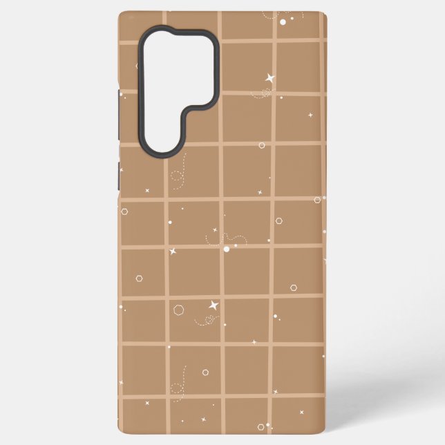 Funda Para Samsung Galaxy Gingham Marrón Adorable (Reverso )