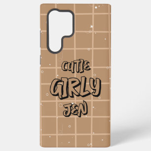 Funda Para Samsung Galaxy S22 Ultra Gingham Marrón Niña Monada