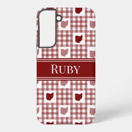 Funda Para Samsung Galaxy S22+ Gingham Rojo de Ohio