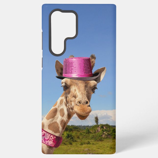 Funda Para Samsung Galaxy Giraffe en gorra rosa brillante (Reverso )