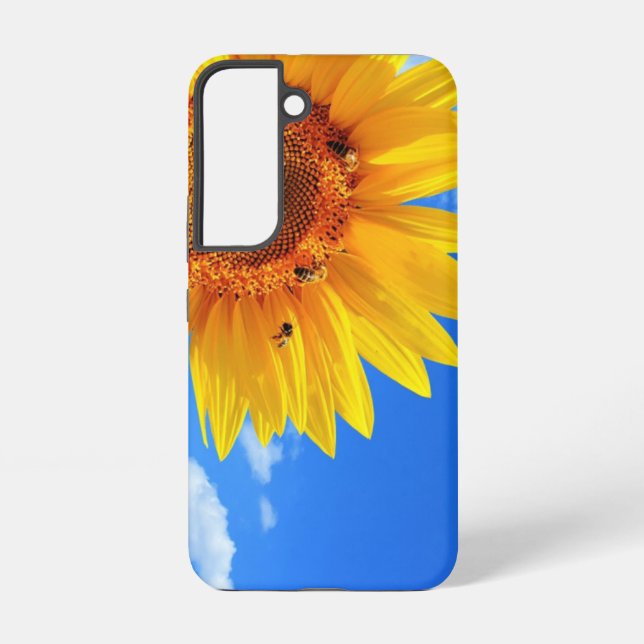 Funda Para Samsung Galaxy Girasol amarillo y abejas en cielo azul (Reverso )