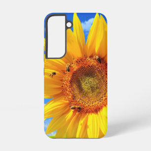 Funda Para Samsung Galaxy S22 Girasol con abejas en el cielo azul
