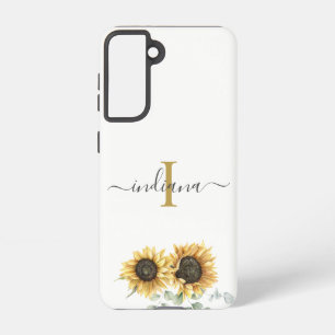 Funda Para Samsung Galaxy S21 Girasol Eucalipto Monograma Script Moderno