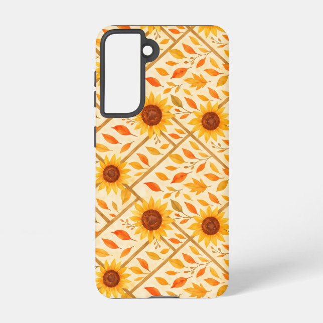Funda Para Samsung Galaxy Girasol retro y acuarela rústica de granja (Reverso )
