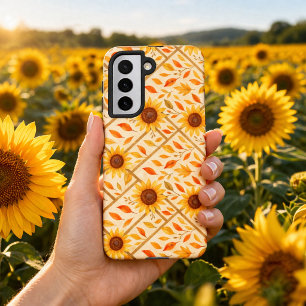 Funda Para Samsung Galaxy S21 Girasol Retro y Granja Rústica Acuarela