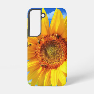 Funda Para Samsung Galaxy S22 Girasol y abejas en el cielo azul