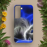 Funda Para Samsung Galaxy S22 Glare de gato azul eléctrico<br><div class="desc">Mejora la apariencia de tu teléfono con este ilustracion absolutamente magnífico de un gato radiante con ojos azules penetrantes y piel que parece hecha de pura luz estelar. Este diseño caprichoso le da un toque de magia y encanto a su aspecto habitual.</div>