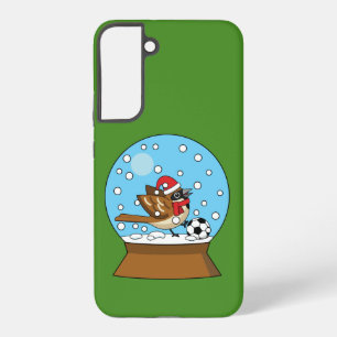 Funda Para Samsung Galaxy S22+ Globo de Nieve con Gorrión Adorable Jugando Fútbol