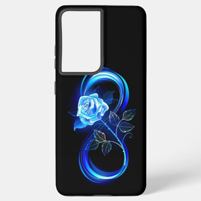 Funda Para Samsung Galaxy Glowing infinity with blue rose (Reverso )