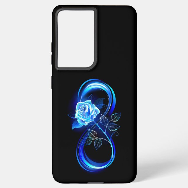 Funda Para Samsung Galaxy Glowing infinity with blue rose (Reverso )