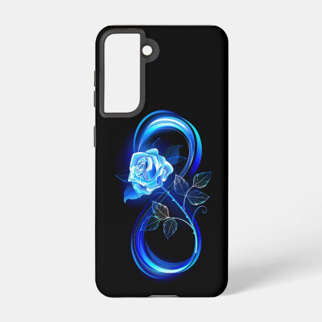 Funda Para Samsung Galaxy Glowing infinity with blue rose (Reverso )
