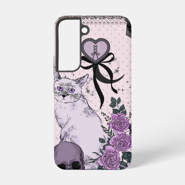 Funda Para Samsung Galaxy Goth Coquette Cat Phone Case – Pink & Black  (Reverso )