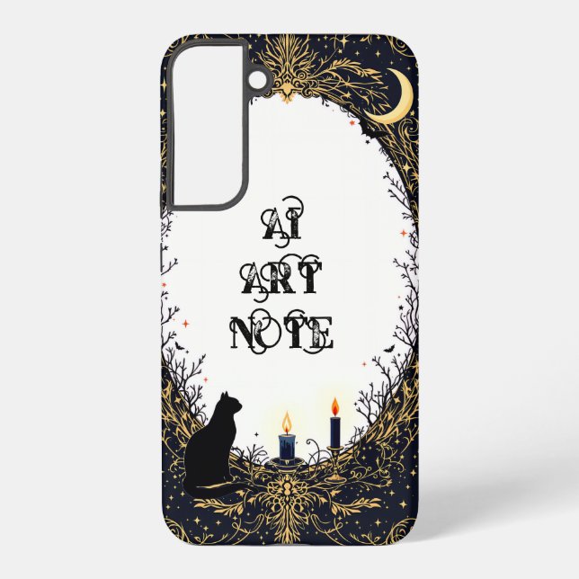 Funda Para Samsung Galaxy Gothic Black Cat and Candle Moonlit Frame (Reverso )