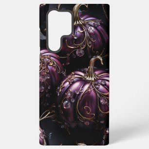 FUNDA PARA SAMSUNG GALAXY S22 ULTRA GÓTICO NEGRO CON CALABAZAS PÚRPURA OSCURO