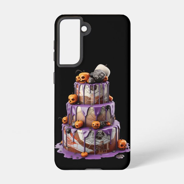 FUNDA PARA SAMSUNG GALAXY GÓTICO PURPLE Y NARANJA HALLOWEER CAKE (Reverso )