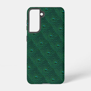 Funda Para Samsung Galaxy S21 Gotitas de Agua en Metal Verde