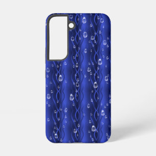 Funda Para Samsung Galaxy S22 Gotitas de lluvia en metal azul