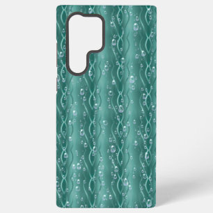 Funda Para Samsung Galaxy S22 Ultra Gotitas de lluvia en metal verde