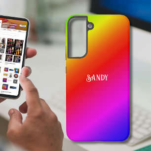 Funda Para Samsung Galaxy S22+ Gradiente de color arcoíris diagonal Agregar nombr